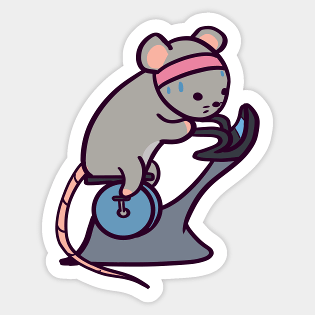 Cute Rat on the Bicycle Machine Sticker by ThumboArtBumbo